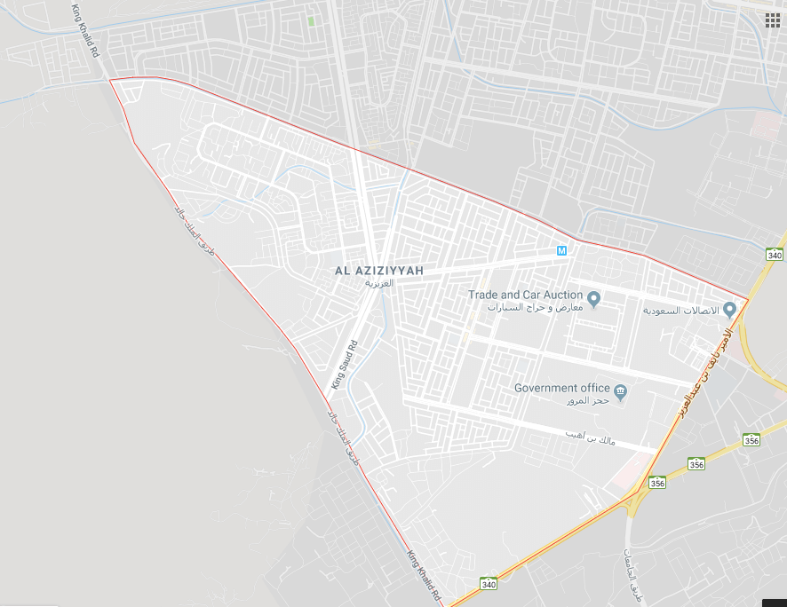 خريطة حي العزيزية بالمدينة المنورة